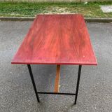 Bureau scandinave en bois et acier noir 1960 avec 2 tiroirs