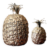 Mid-Century Modern Italian Silvered Pineapple Ice Bucket and Sugar Bowl, 1970s, Set of 2