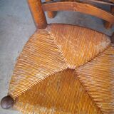 Set of 4 straw-covered brutalist chairs by George Robert