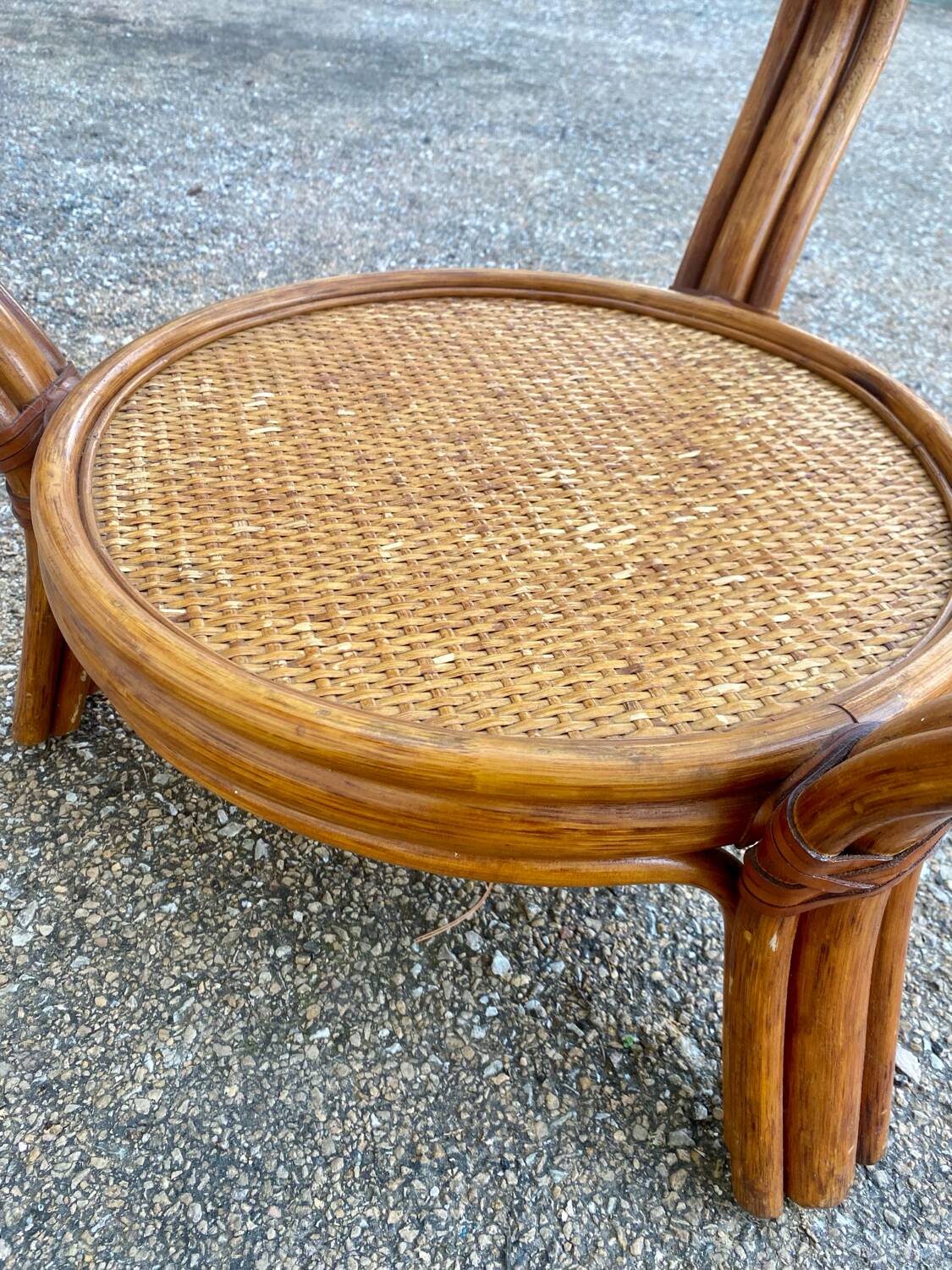 Wicker rattan coffee table with glass top