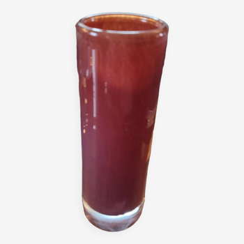 Vase cylindre marron en verre épais