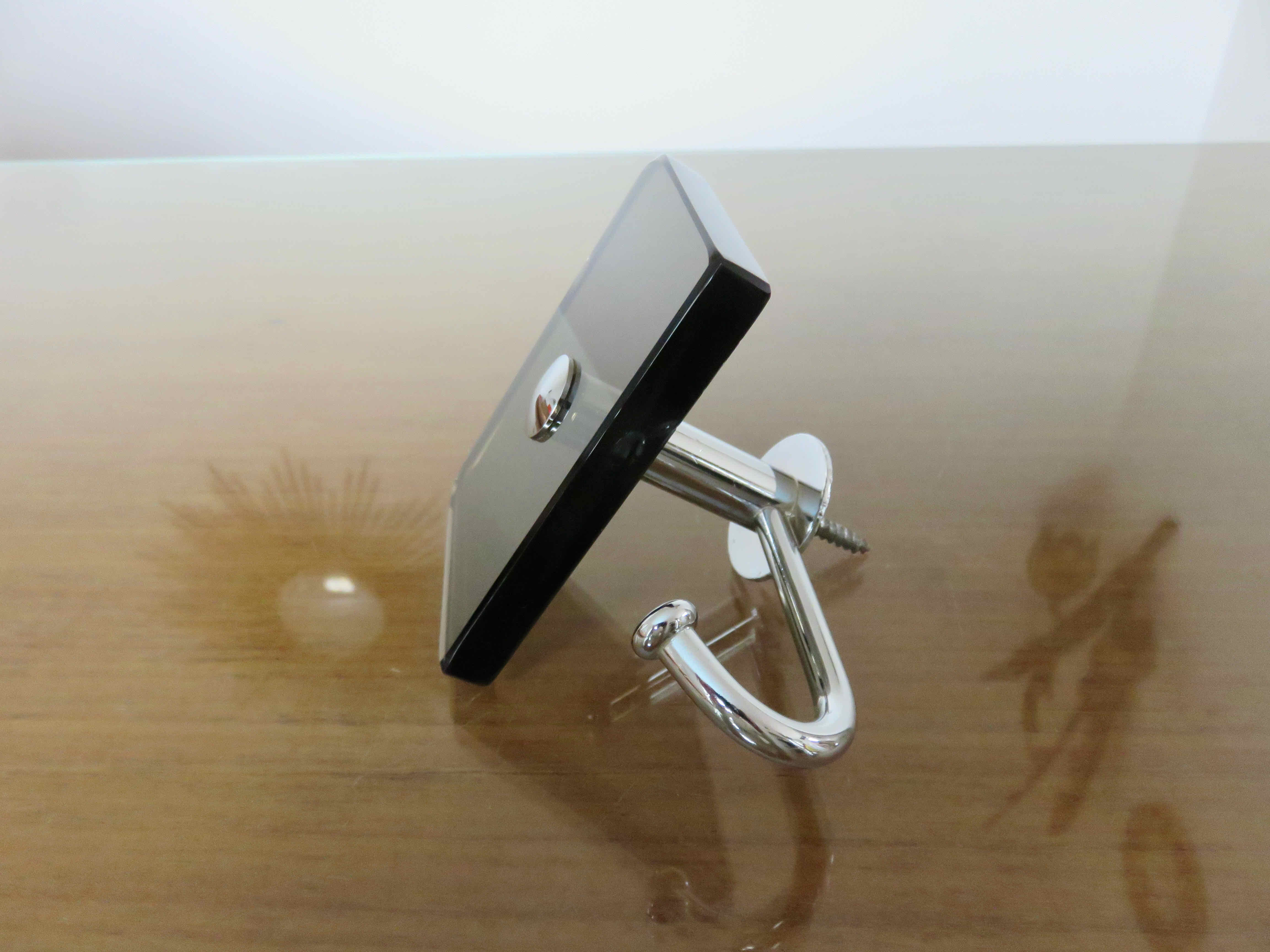 Chrome metal hook and smoked glass 70s