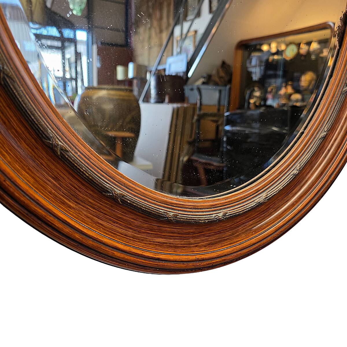 Miroir classique ovale néerlandais antique, datant d'environ 1900