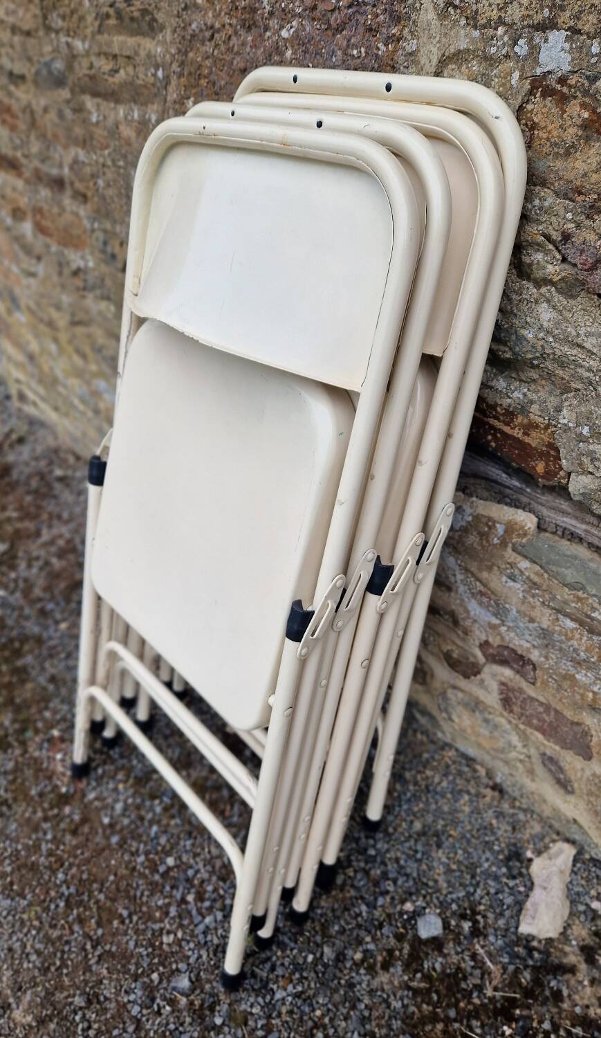 Set of 4 folding metal chairs from the 80s/90s