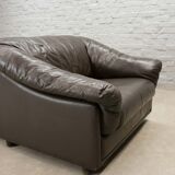 Comfortable Leolux Seal Brown Leather Lounge Chairs The Netherlands 1970s