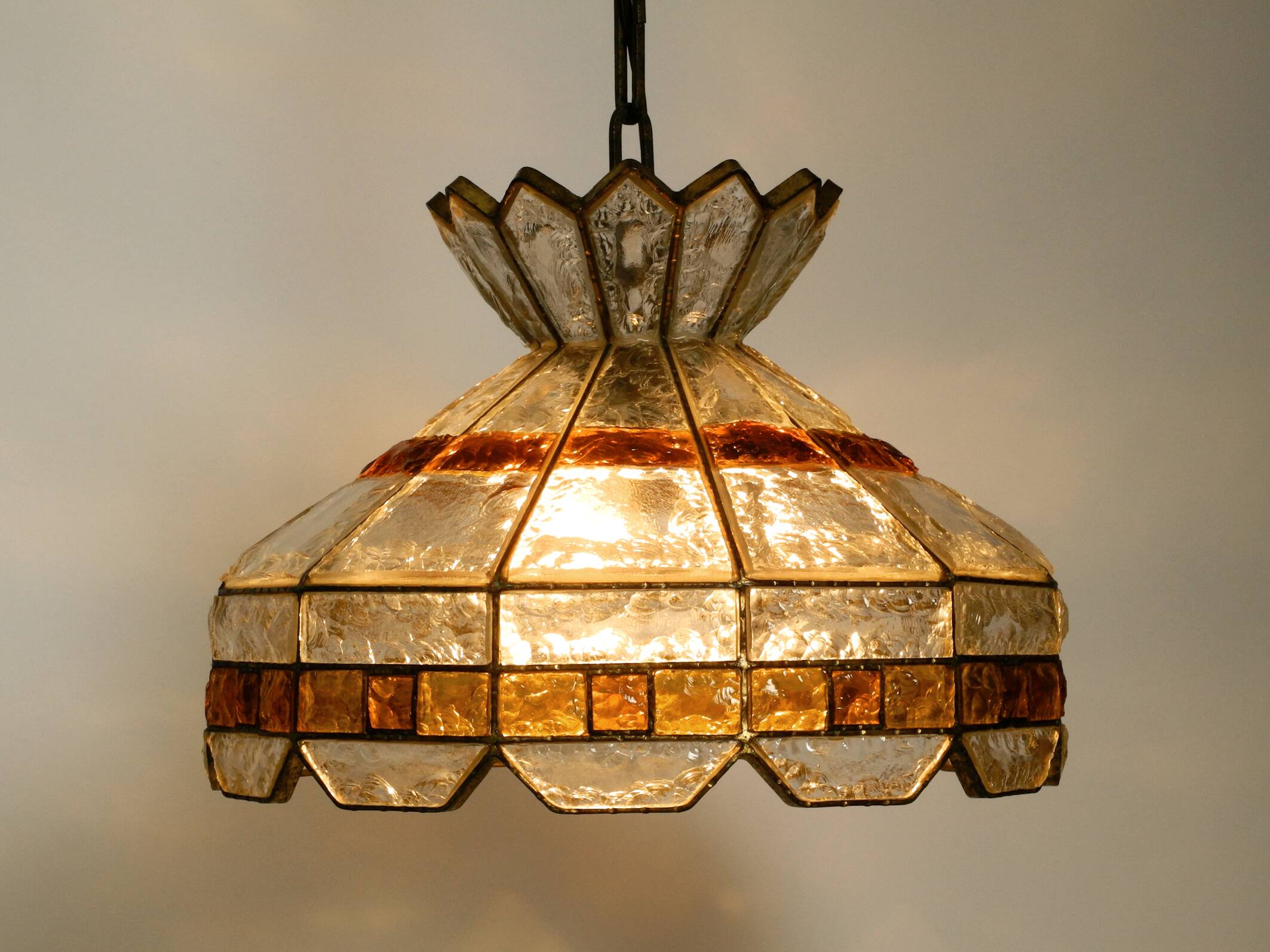 Beautiful large heavy 1960s Italian PoliArte glass ceiling lamp | Ø 52cm