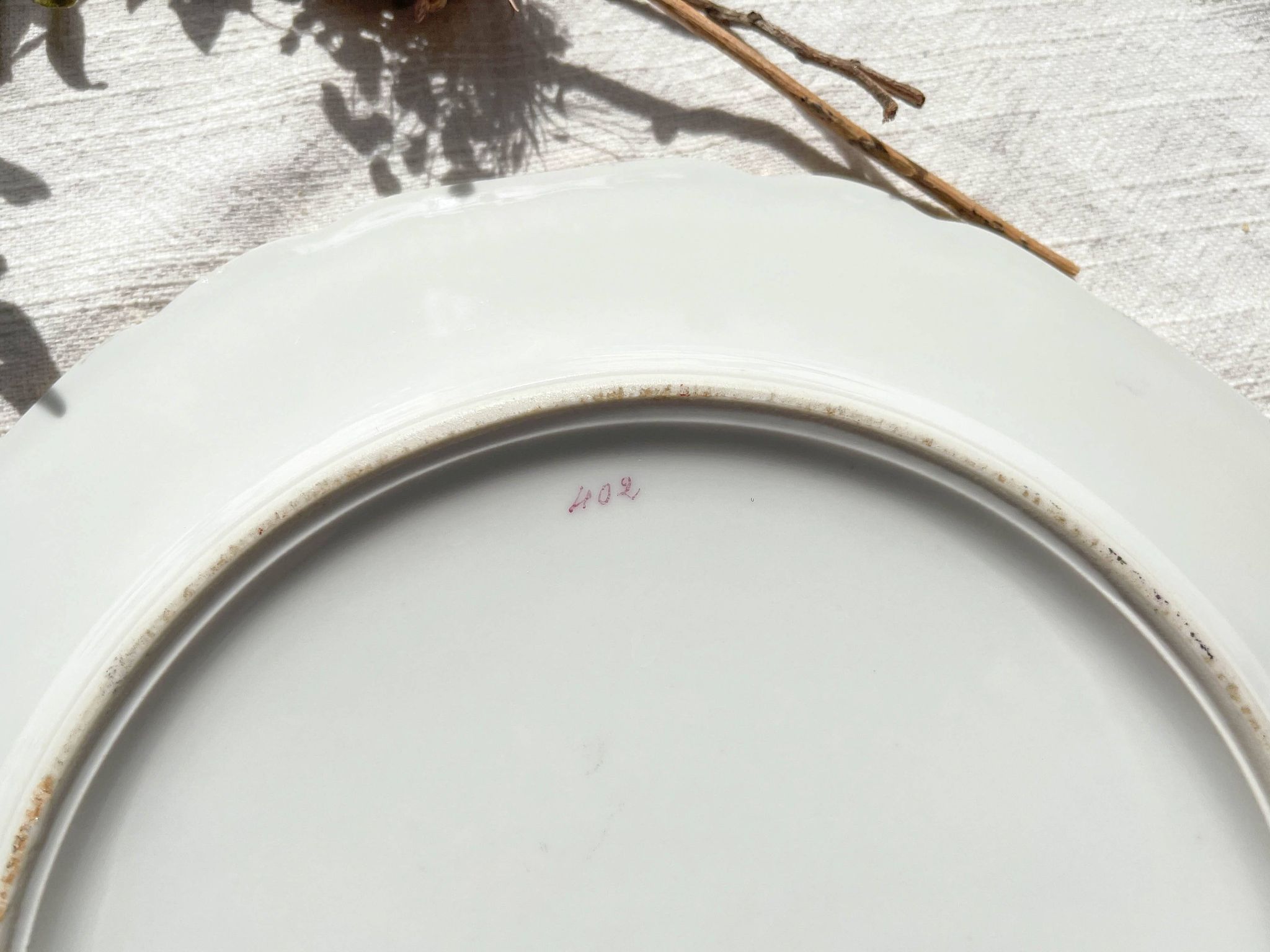 Vintage Limoges Berry porcelain cake dish with bird of paradise motif -