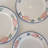 5 dessert plates Italian flowers blue / green / pink