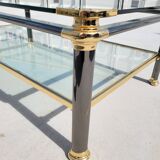 Vintage glass and brass coffee table from the 70s and 80s, Italian design