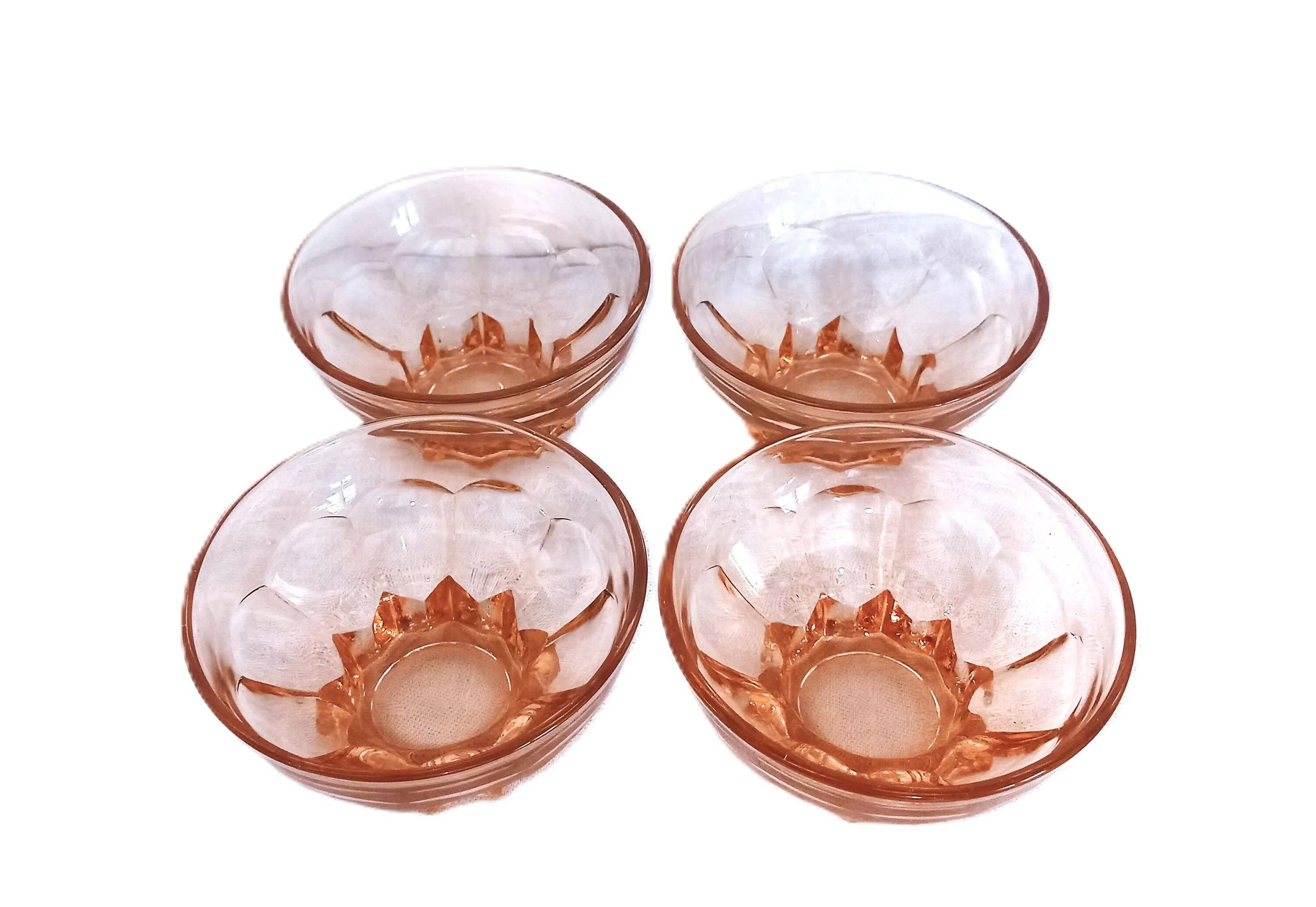 Set of 4 antique pink glass bowls