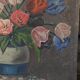 Table oil on cardboard the tulips hatched 30s
