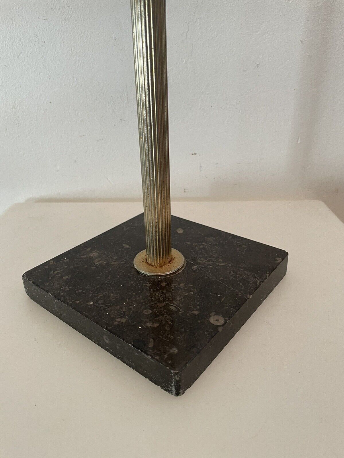 Vintage standing ashtray, 70's, golden metal, marble base