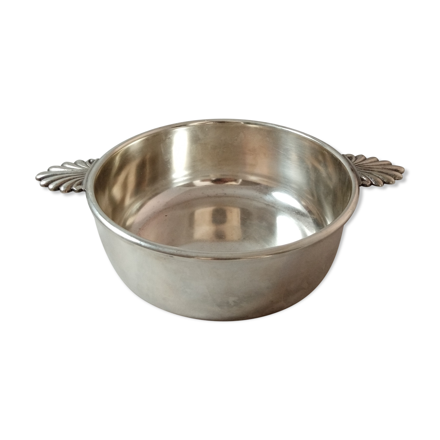 Old hollow plate silver metal handles shells