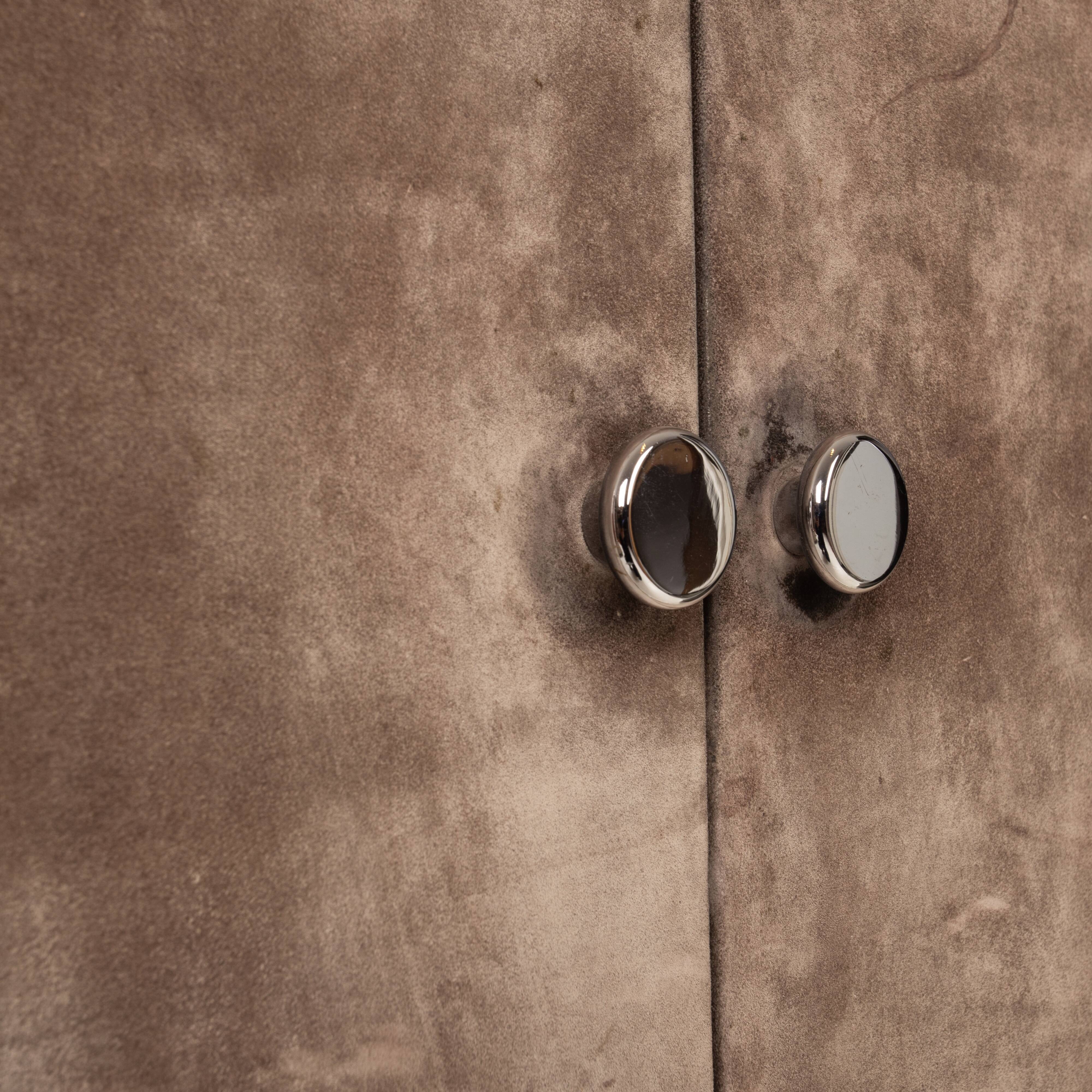 Guido Faleschini Astro Smoked Glass and Suede Cabinets for i4 Mariani 1979