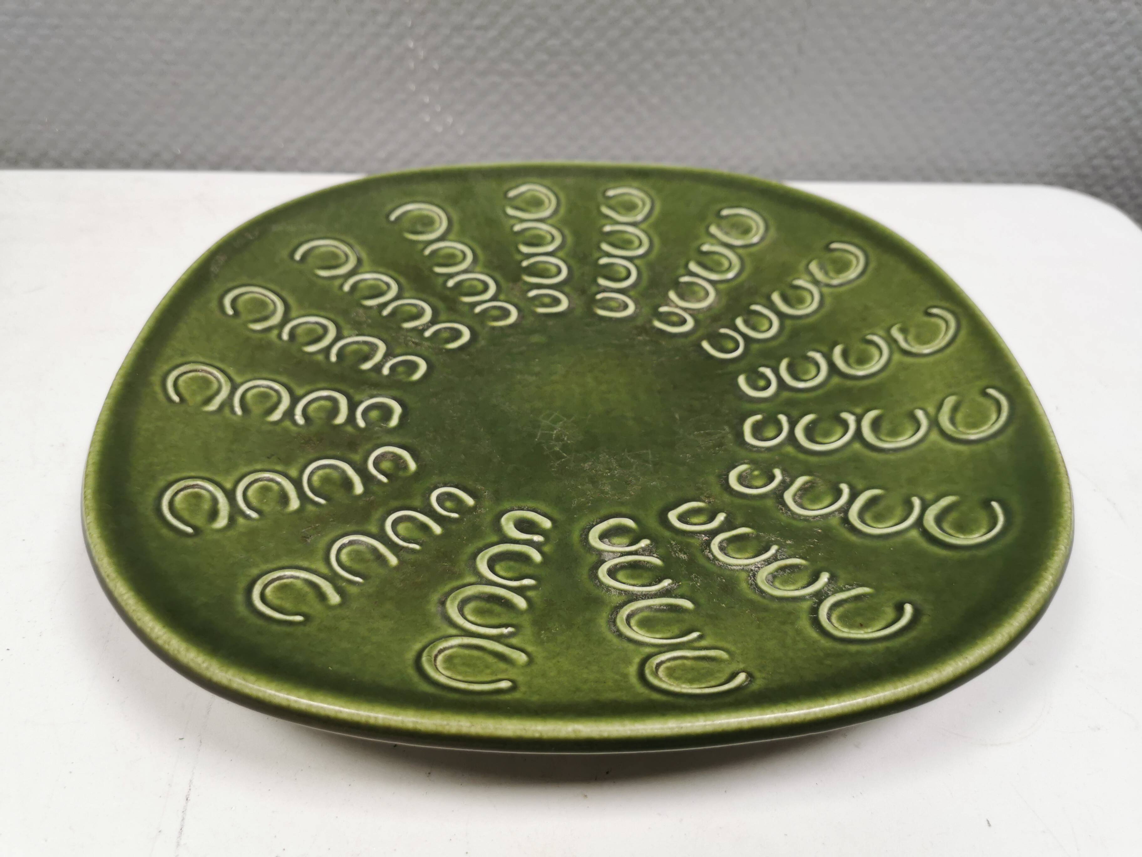 Beautiful large green dish from Danish Knabstrup 1950s