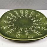 Plat danois en céramique verte par Knabstrup, années 1950