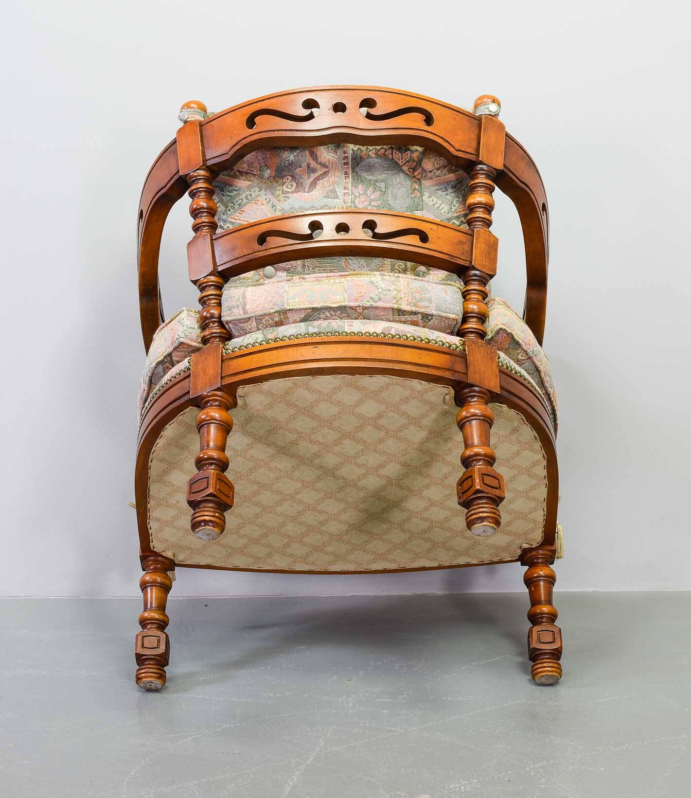 Giorgetti Gallery Collection Wooden Lounge Chairs w. Gobelin Upholstery 70s