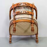 Giorgetti Gallery Collection Wooden Lounge Chairs w. Gobelin Upholstery 70s