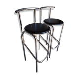 2 bar top stools metal chrome design 1980