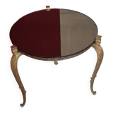 Table guéridon en laiton et miroir