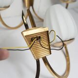 Pair of 1960 opaline and brass wall lights from Italy