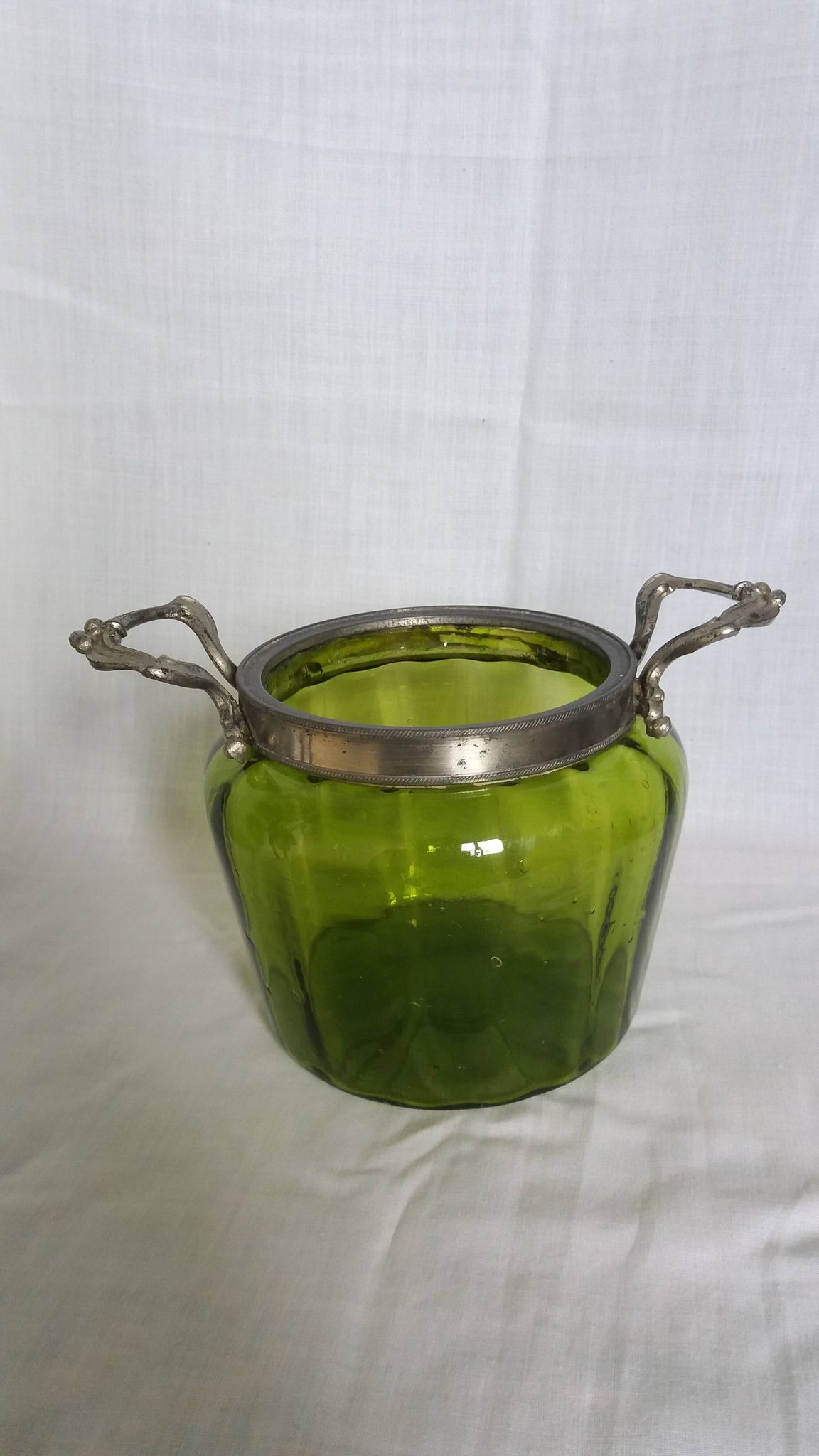 Napoleon III Art Nouveau glass and silver-plated biscuit jar