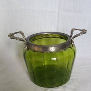 Napoleon III Art Nouveau glass and silver-plated biscuit jar