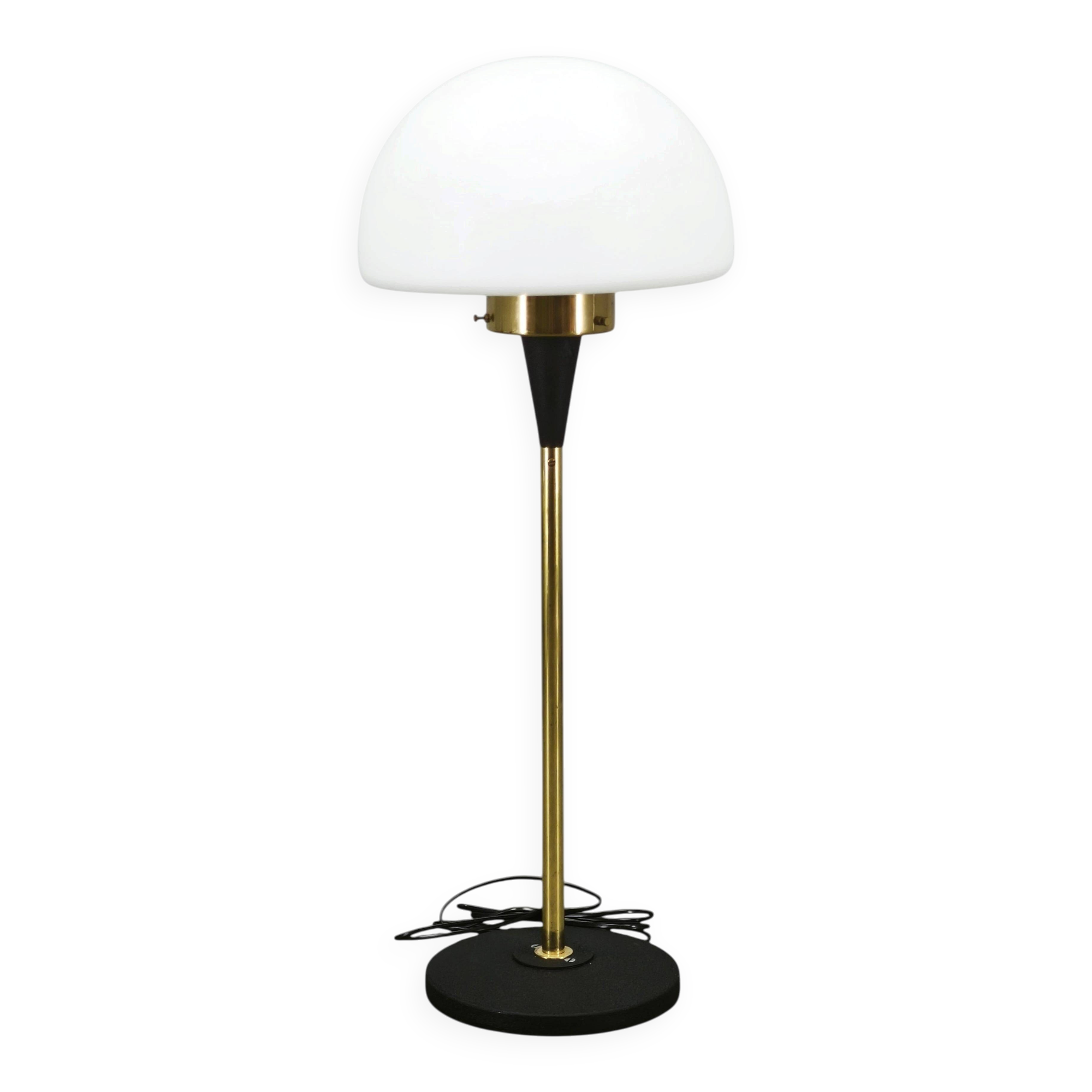 1960s Lidokov Space Age Brass and Opaline Glass Floor Lamp