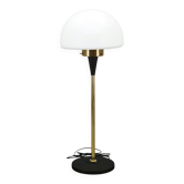 1960s Lidokov Space Age Brass and Opaline Glass Floor Lamp
