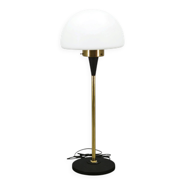 1960s Lidokov Space Age Brass and Opaline Glass Floor Lamp
