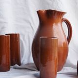 Orangeade service with a jug and 6 glasses - vintage terracotta