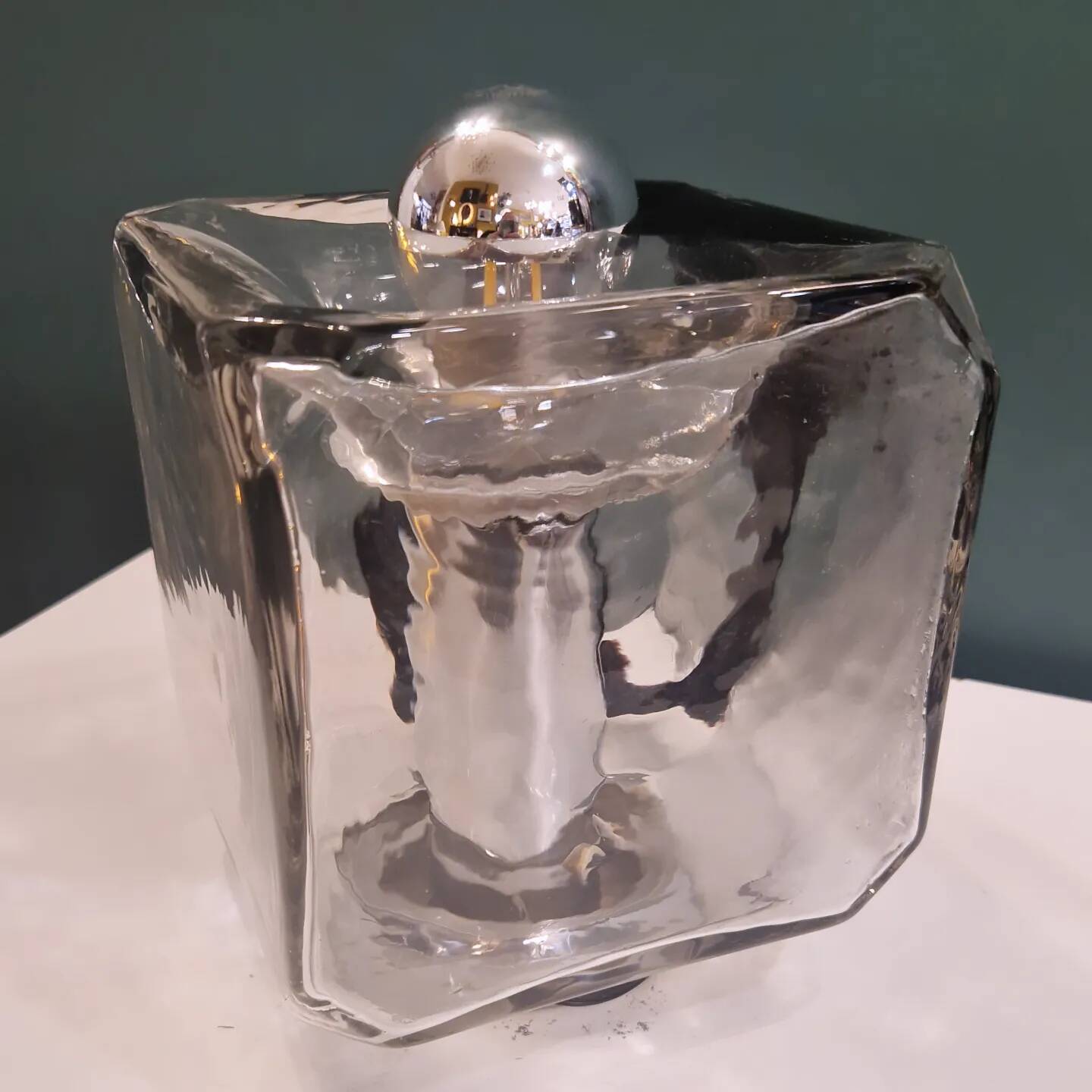 Murano glass and chrome metal table lamp from the 70s Italy