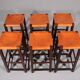 Mid-century oak bar stools with cognac leather seats