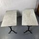 Set of two bistro tables in marble and wrought iron