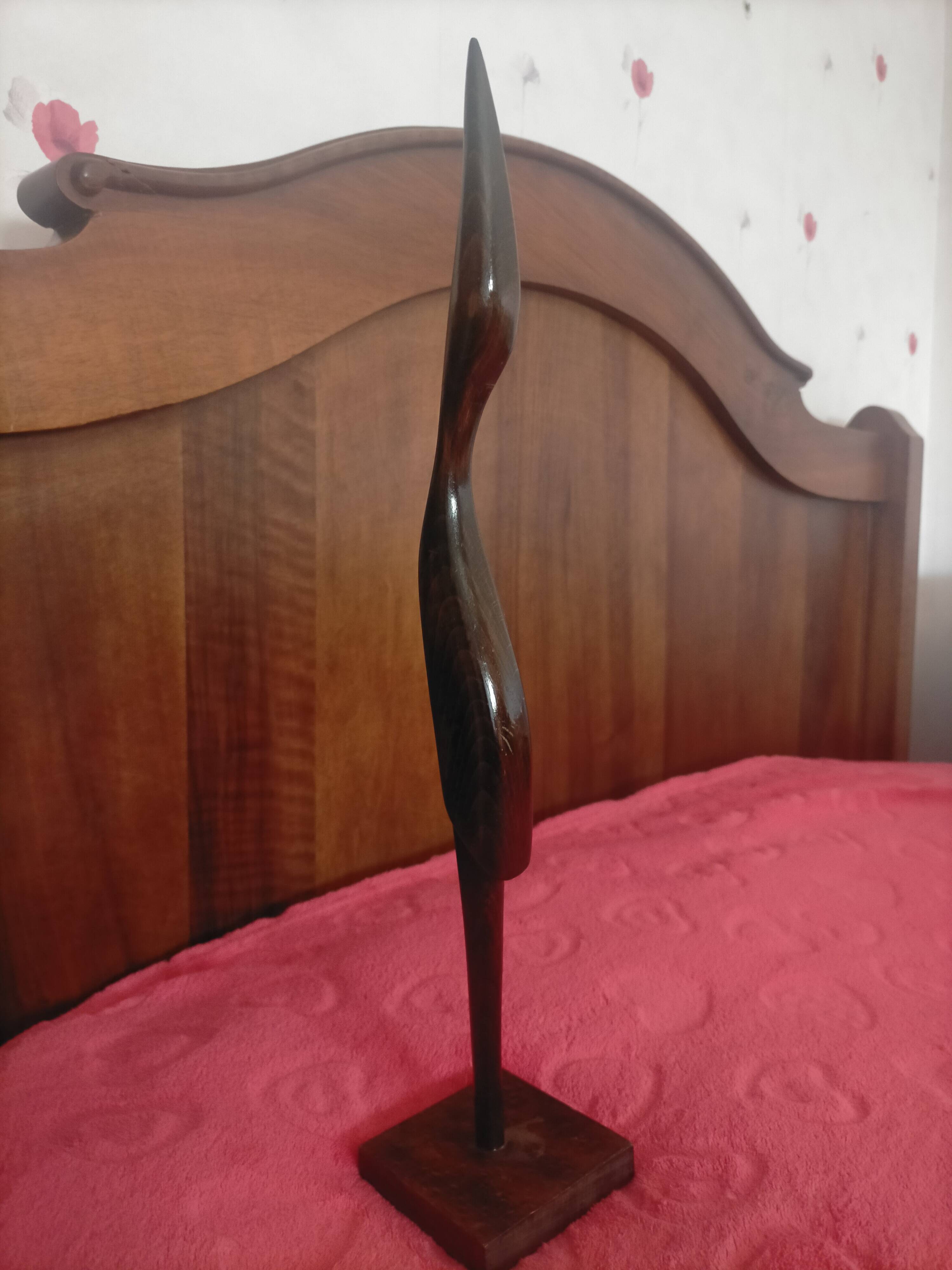 Wooden sculpture stylized heron