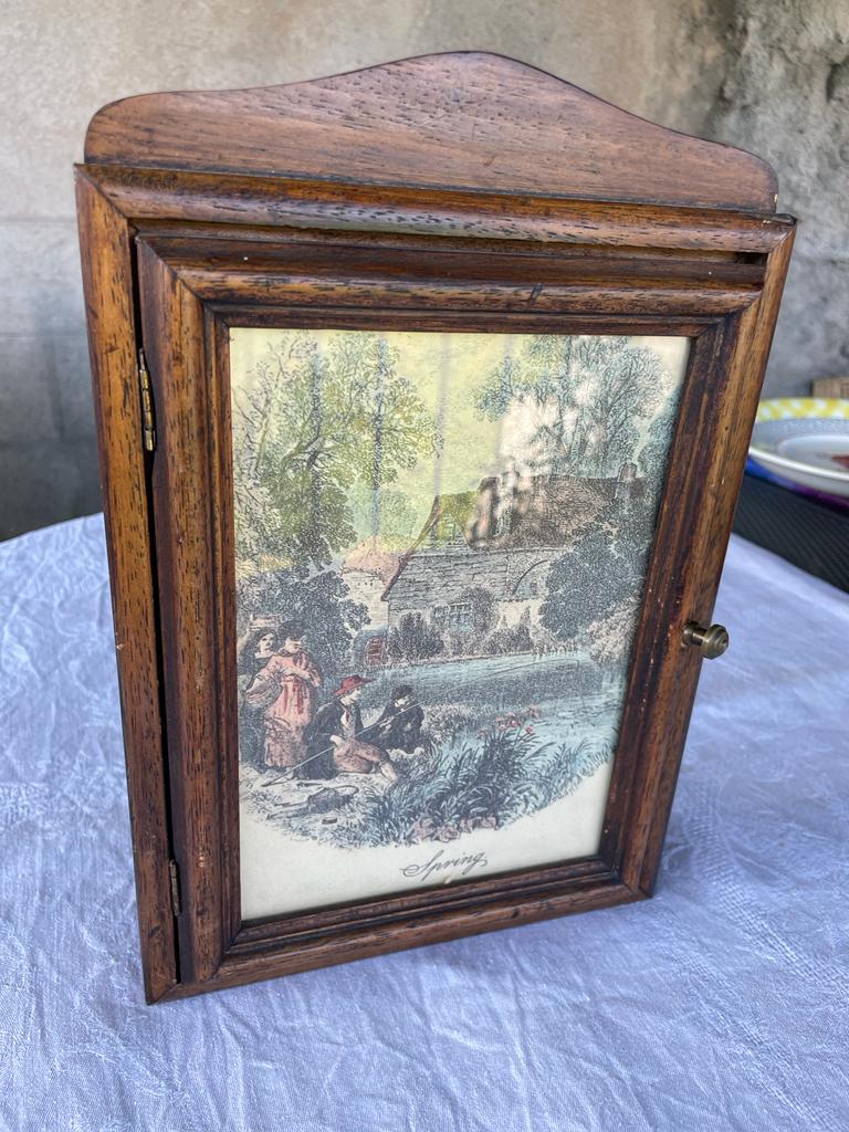 Small walnut key cabinet