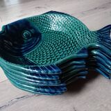 Service poisson ancien 7 pièces en céramique du Portugal