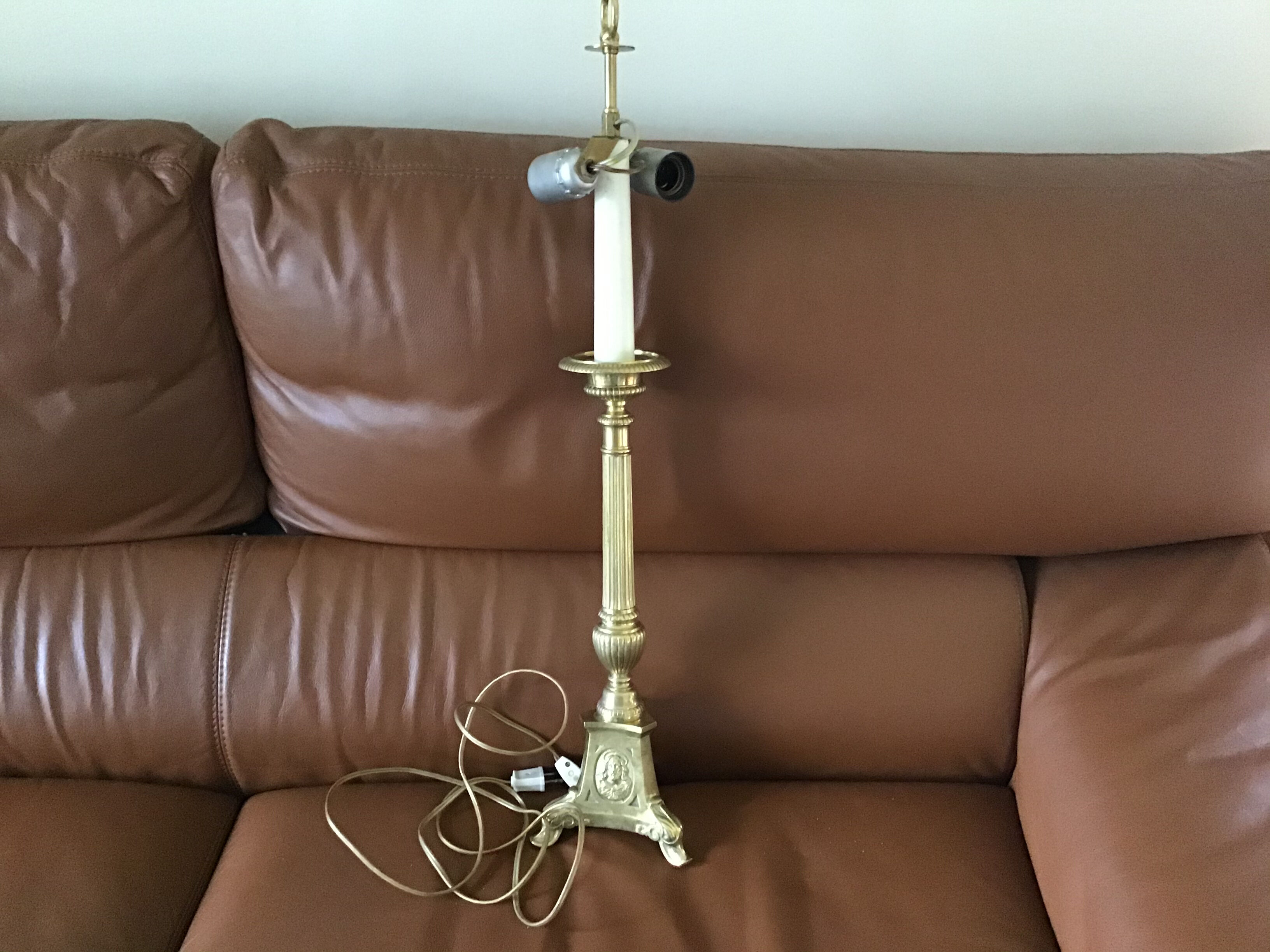 Candle spike mounted in lamp