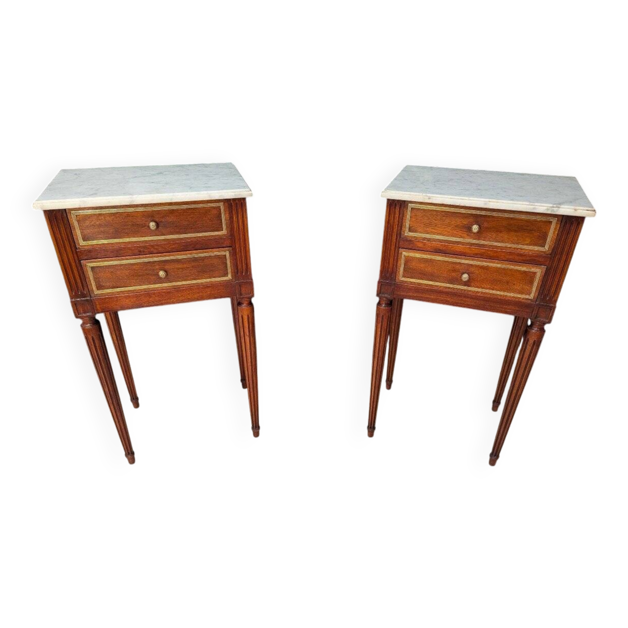 Pair of Louis XVI Style Mahogany Bedside Tables