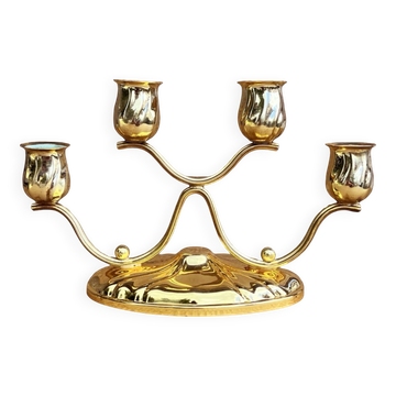 Bougeoir de table à quatre lumières, plaqué or, Allemagne, années 1940.