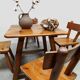 Vintage brutalist wooden dining set chairs & table 1970