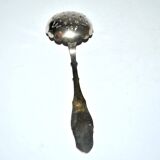 Sprinkling spoon - sugar ladle in silver metal with laurel scroll decoration 13cm