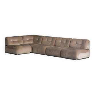 Modular corner sofa in suede, Italy, 1970s