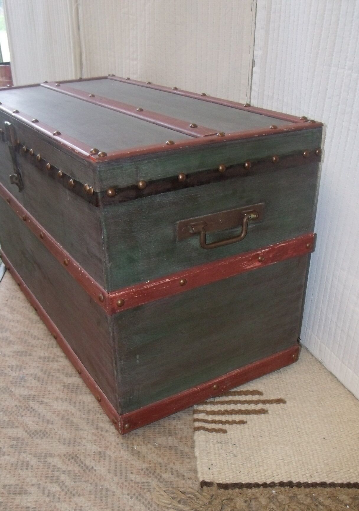 Old chest trunk wood studded