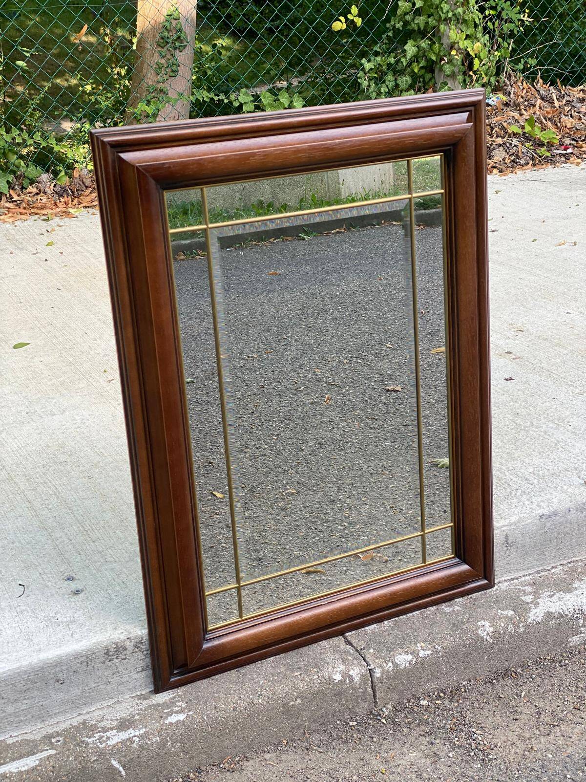 Art Deco beveled mirror in solid wood 77x57cm