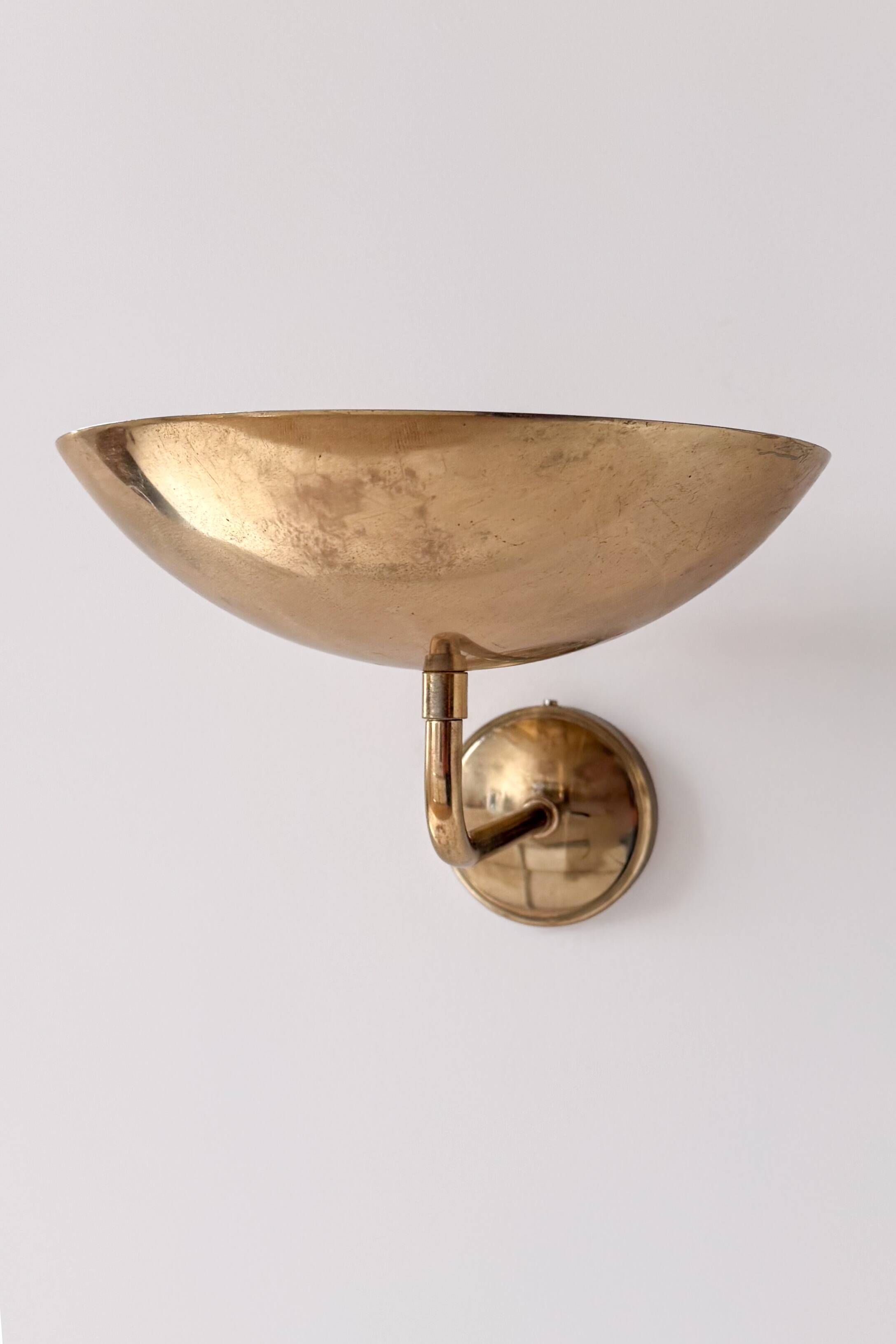 Pair of vintage wall lights, patinated brass, France 1970.