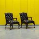 Fauteuil Chesterfield en cuir marron (le prix est pour un)