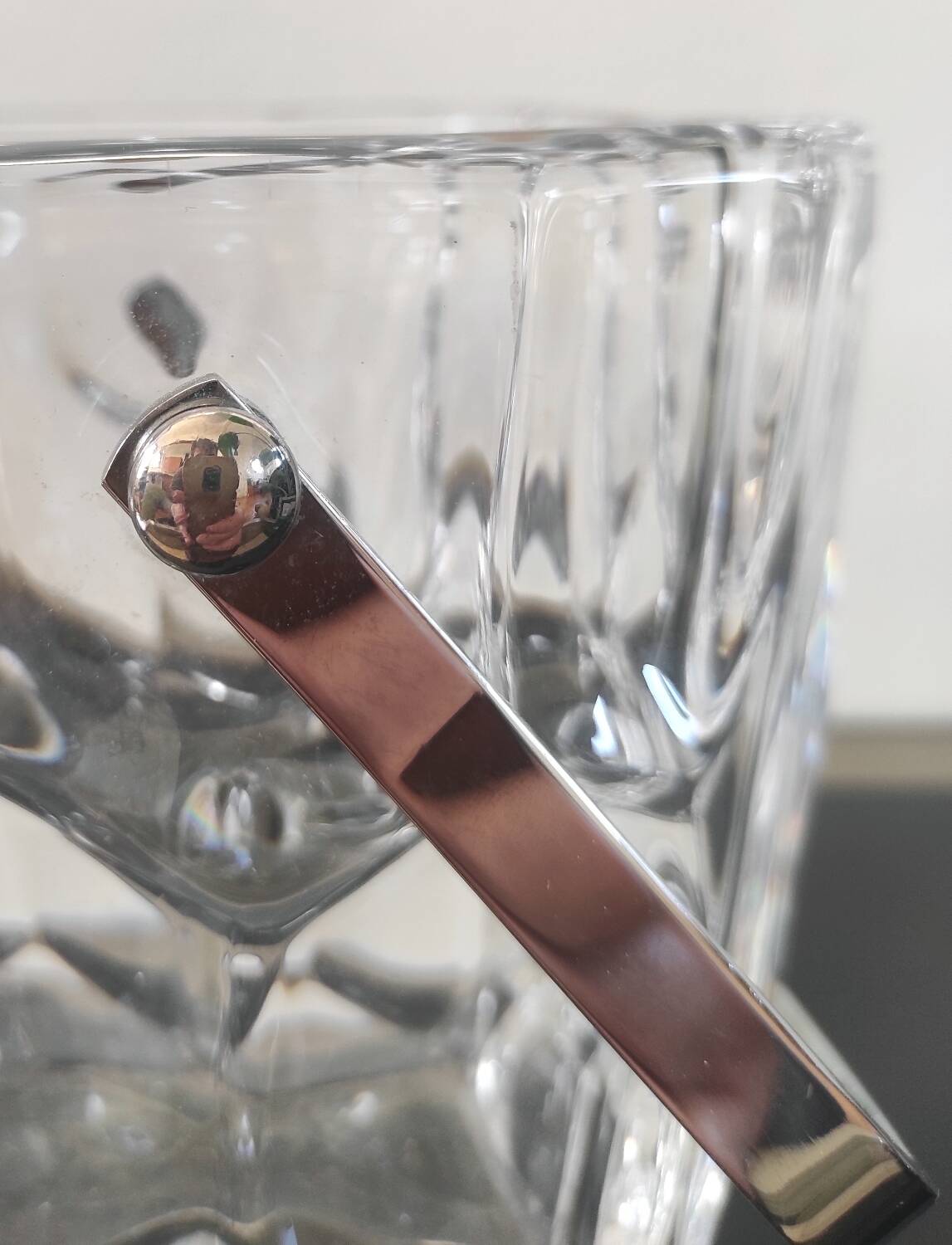 Vintage textured glass ice bucket - Brutalist style