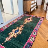 Berber boucharouite rug in emerald green