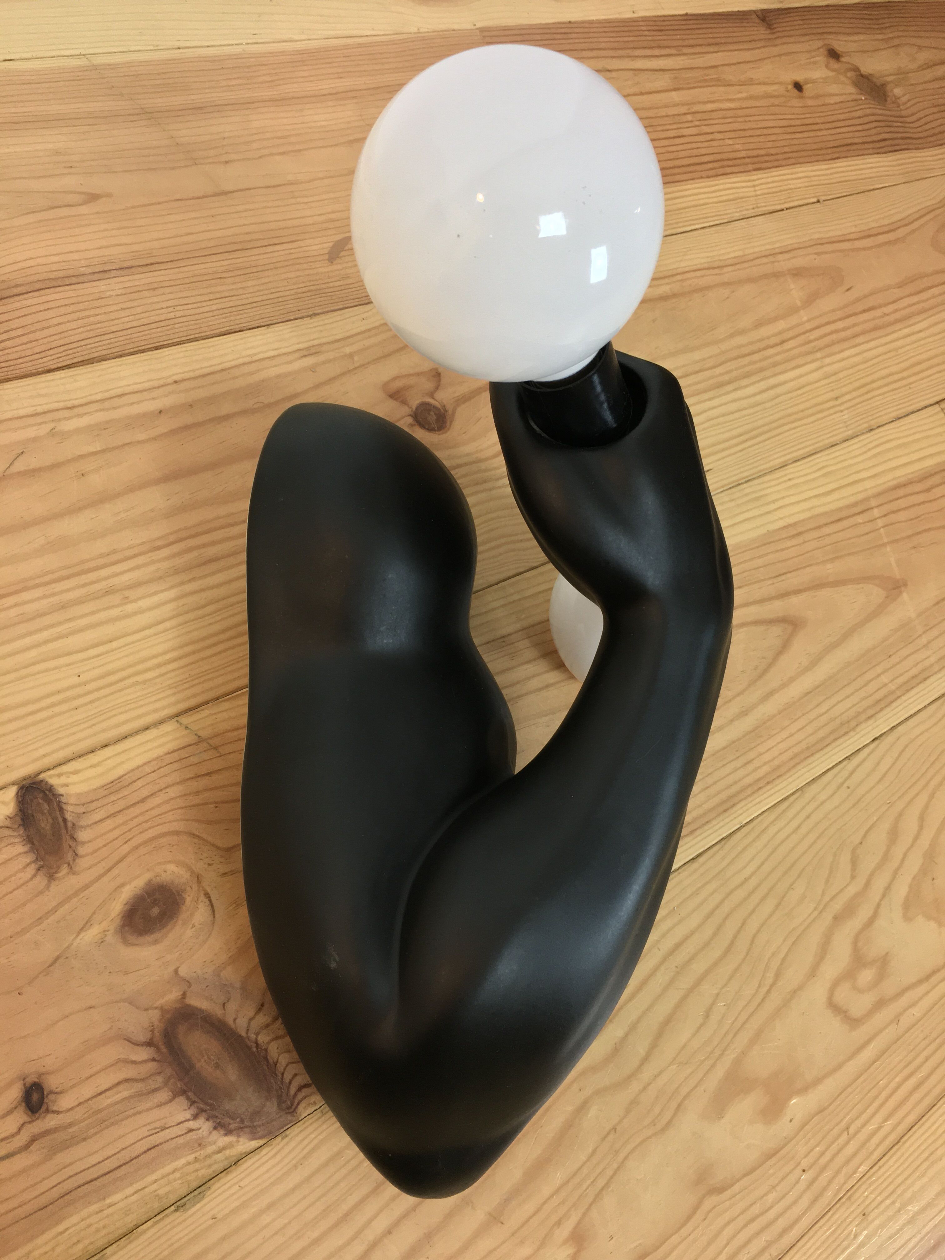"Haltère" sconce by J.C. Peiré 1980, black ceramic